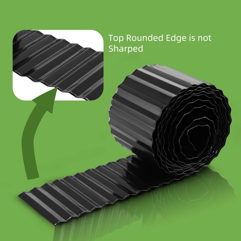 ZXZYHFTY Corrugated Metal Garden Edging, Landscape Edging Border, 6 ""  40 Ft Corrugated Metal Fence for Garden, Flower Bed, Lawn and Landscape Edging (Black) - Image 3
